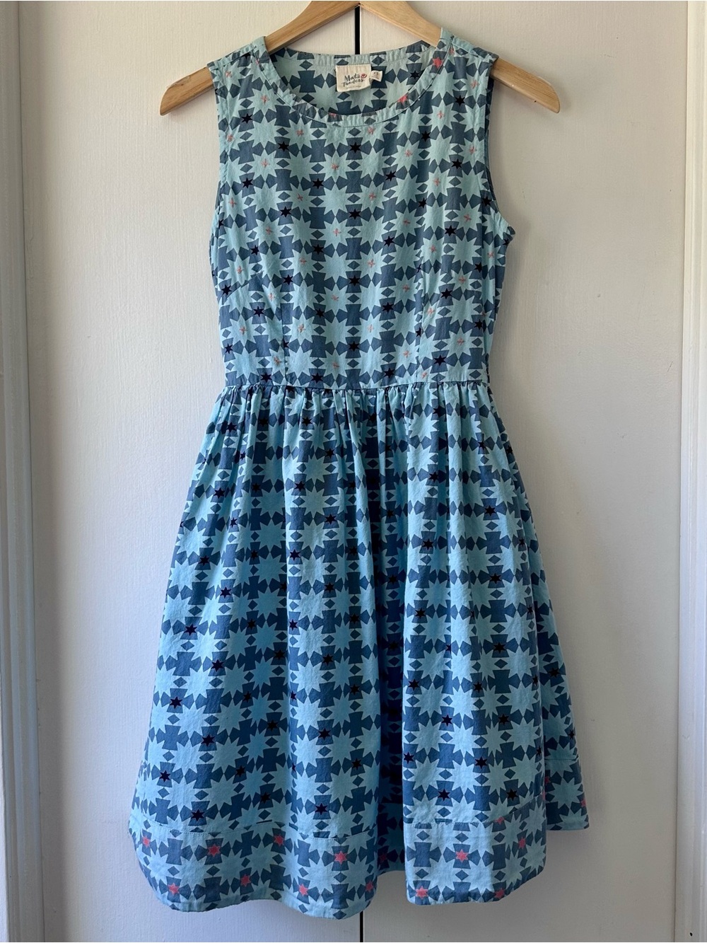 Mata Traders Light Blue Star-Print Midi Dress
